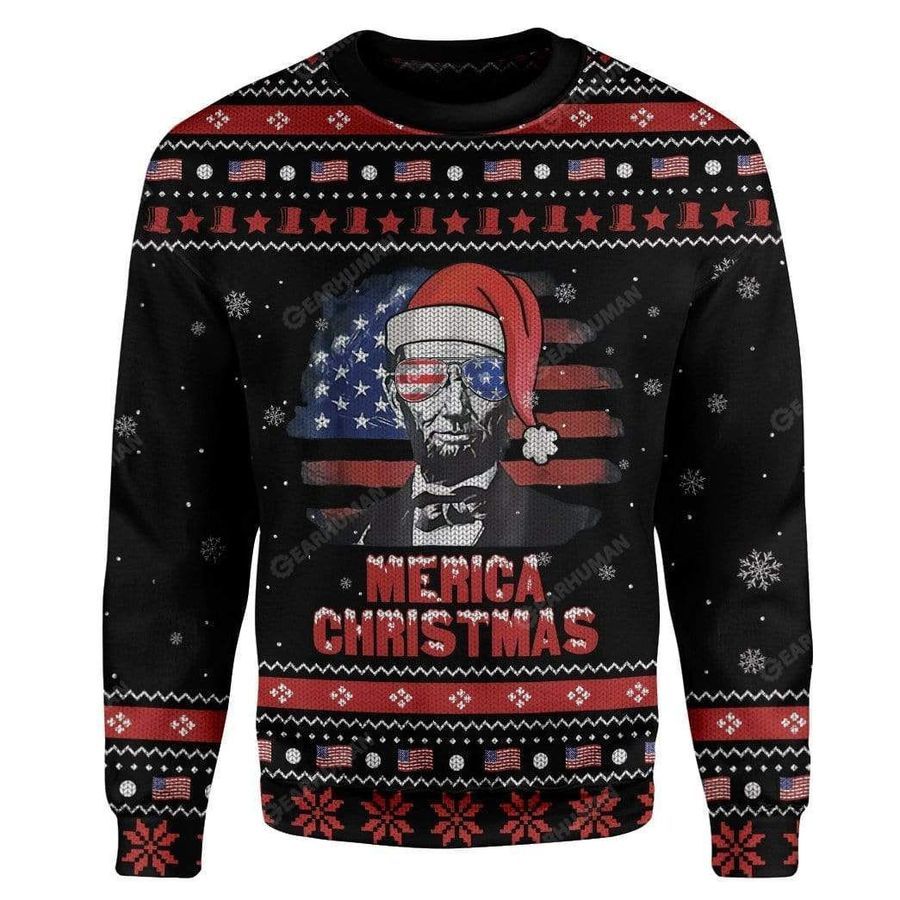 Abraham Lincoln Ugly Christmas Sweater All Over Print Sweatshirt Ugly