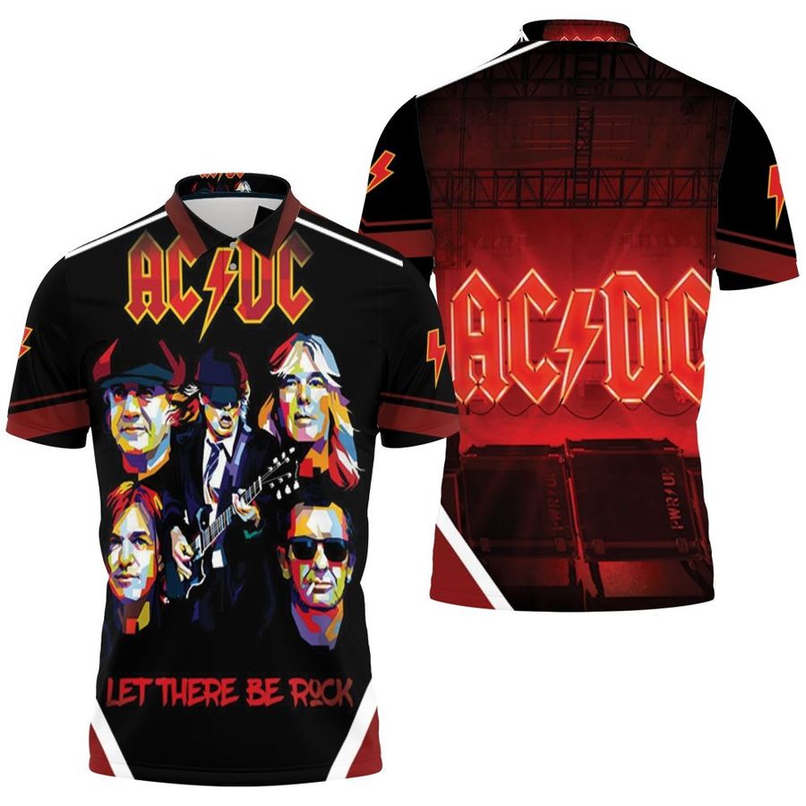 Acdc Angus Young Let There Be Rock Popart Polo 3d T-shirt