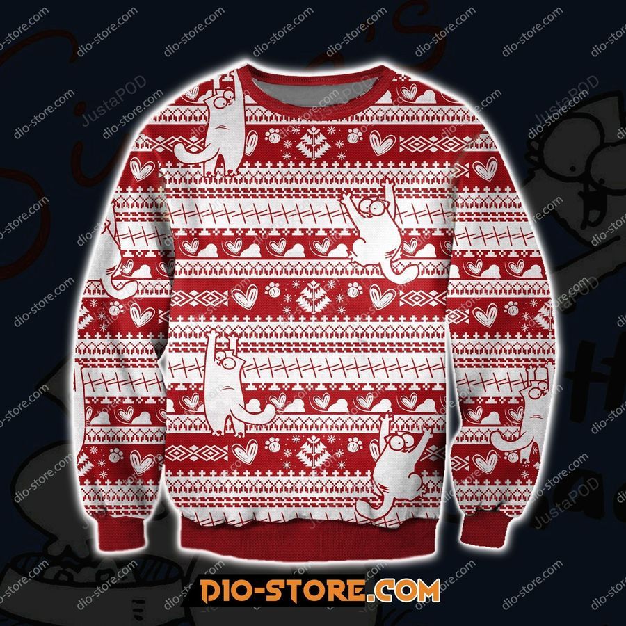 Adorable Simons Cat 3d All Over Print Ugly Sweater Ugly