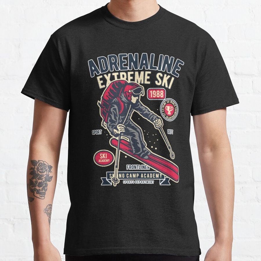 Adrenaline Extreme Ski, T Shirt with Ski on it Design Classic T-Shirt