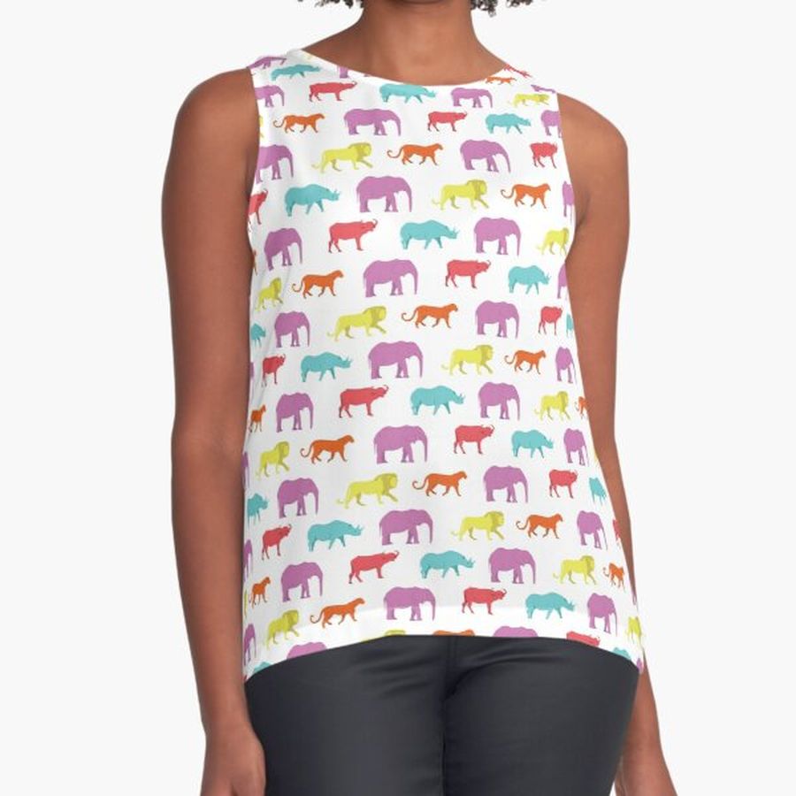 African Animals Pattern All Over Print Sleeveless Top