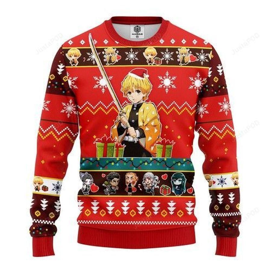 Agatsuma Zenitsu Demon Slayer Anime Ugly Christmas Sweater All Over