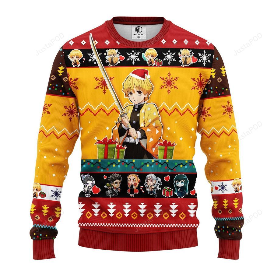 Agatsuma Zenitsu Demon Slayer Ugly Christmas Sweater Yellow Ugly Sweater