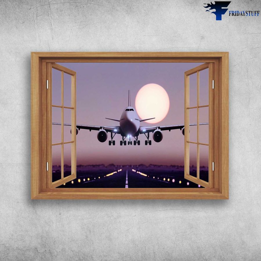Airplane Poster, Airline Window, Airplane Outside Window Poster Home Decor Poster Canvas