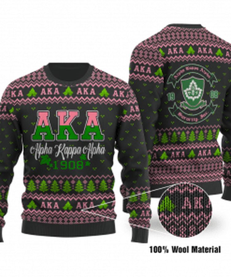 AKA 1908 Alpha Kappa Alpha Black Background Ugly Christmas Sweater, All Over Print Sweatshirt, Ugly Sweater, Christmas Sweaters, Hoodie, Sweater