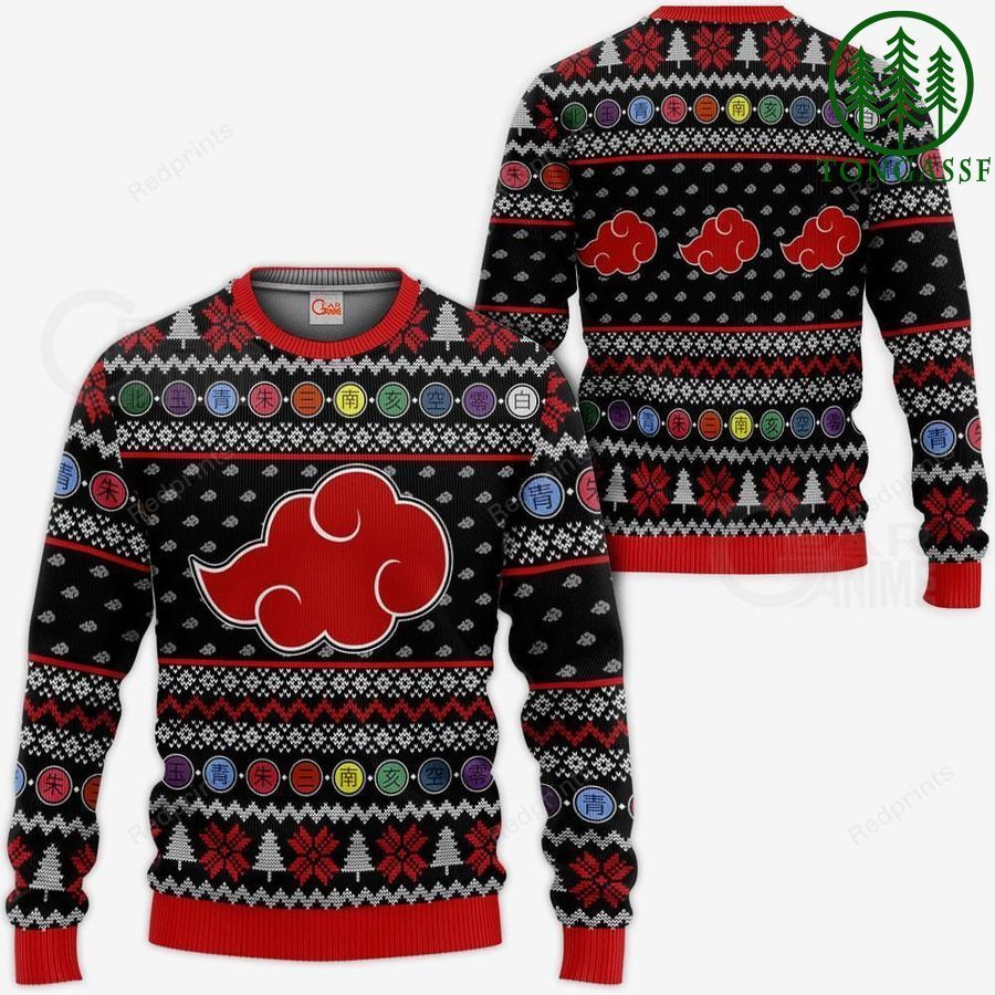 Akatsuki Ugly Christmas Sweater and Hoodie Naruto Anime Xmas Gift Idea