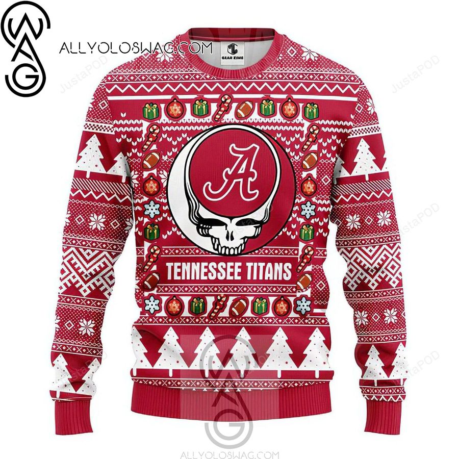 Alabama Crimson Tide Grateful Dead Rock Band Holiday Party Ugly Christmas Sweater