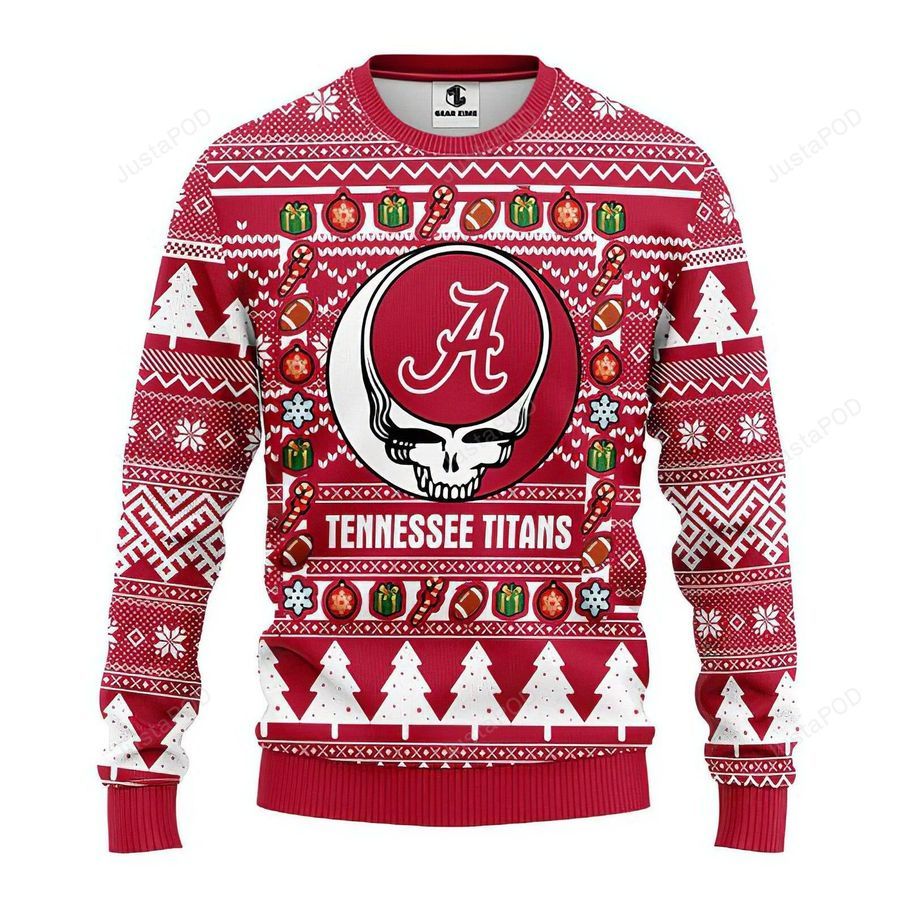 Alabama Crimson Tide Tenessee Titans Ugly Christmas Sweater All Over