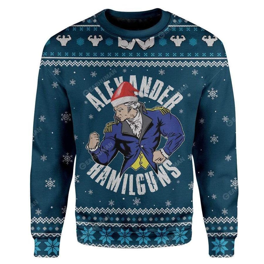 Alexander Hamilguns Ugly Christmas Sweater All Over Print Sweatshirt Ugly