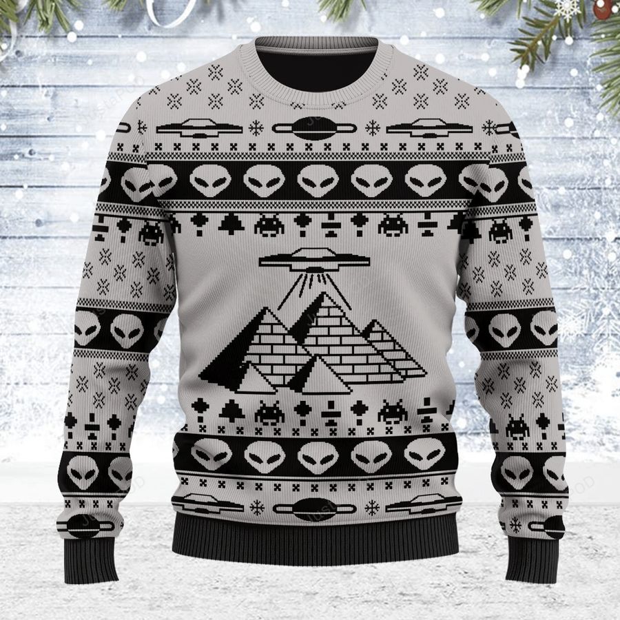Alien Ancient Pyramid Ugly Christmas Sweater, All Over Print Sweatshirt, Ugly Sweater, Christmas Sweaters, Hoodie, Sweater