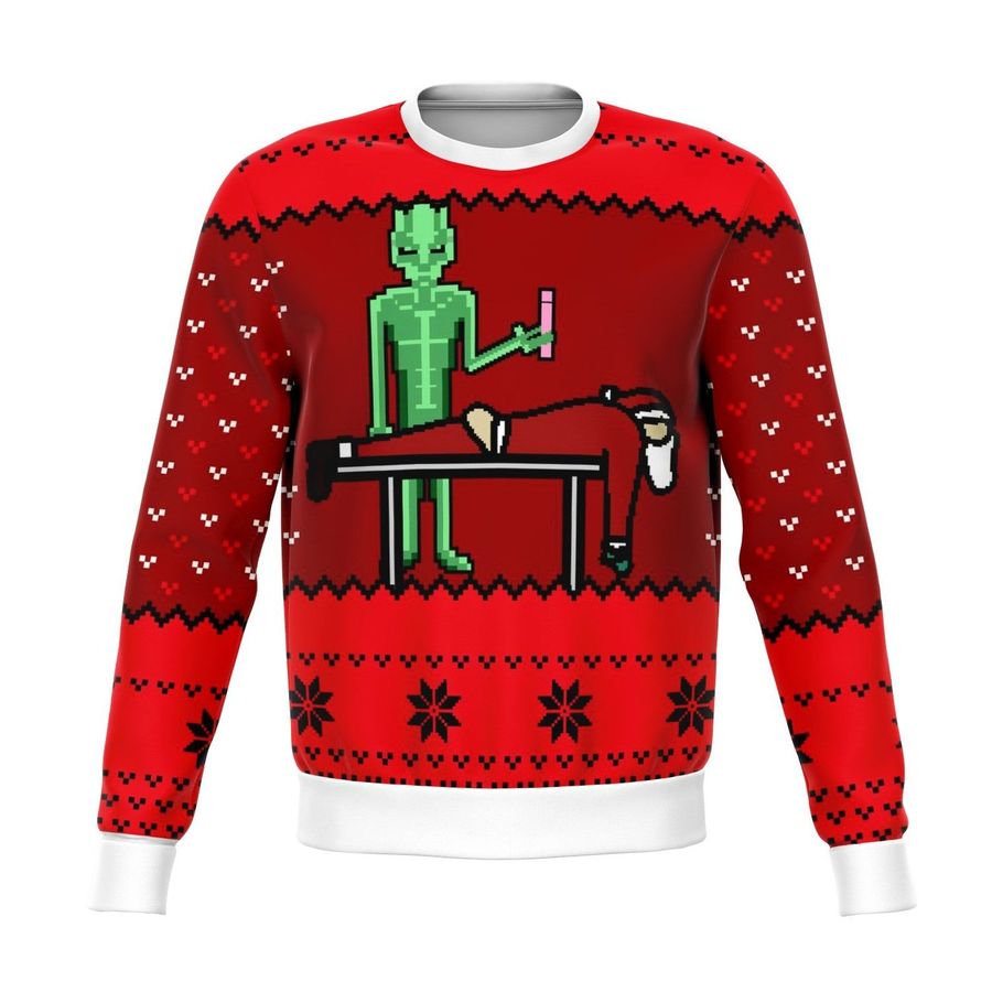 Alien And Santa Dildo Funny Ugly Sweater, Ugly Sweater, Christmas Sweaters, Hoodie, Sweater