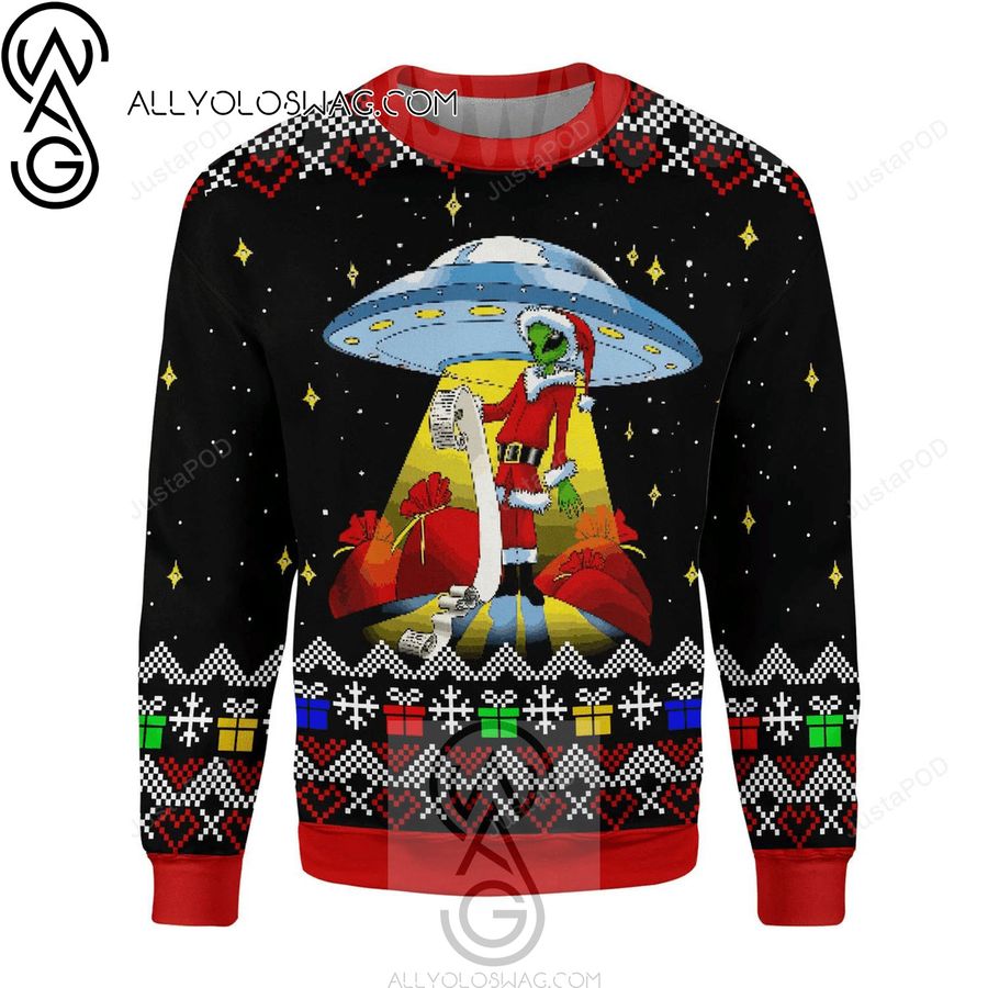Alien UFO Holiday Party Ugly Christmas Sweater