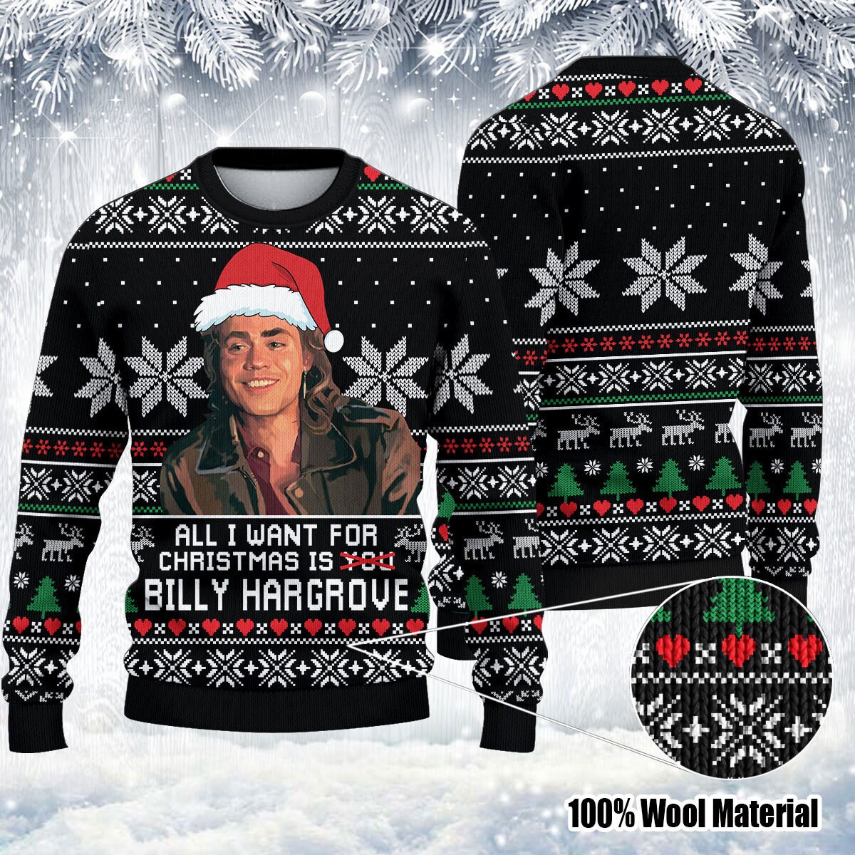 All I Want Is Billy Hargrove Ugly Billy Hargrove Billy Hargrove Christmas Happy Xmas Wool Knitted Sweater