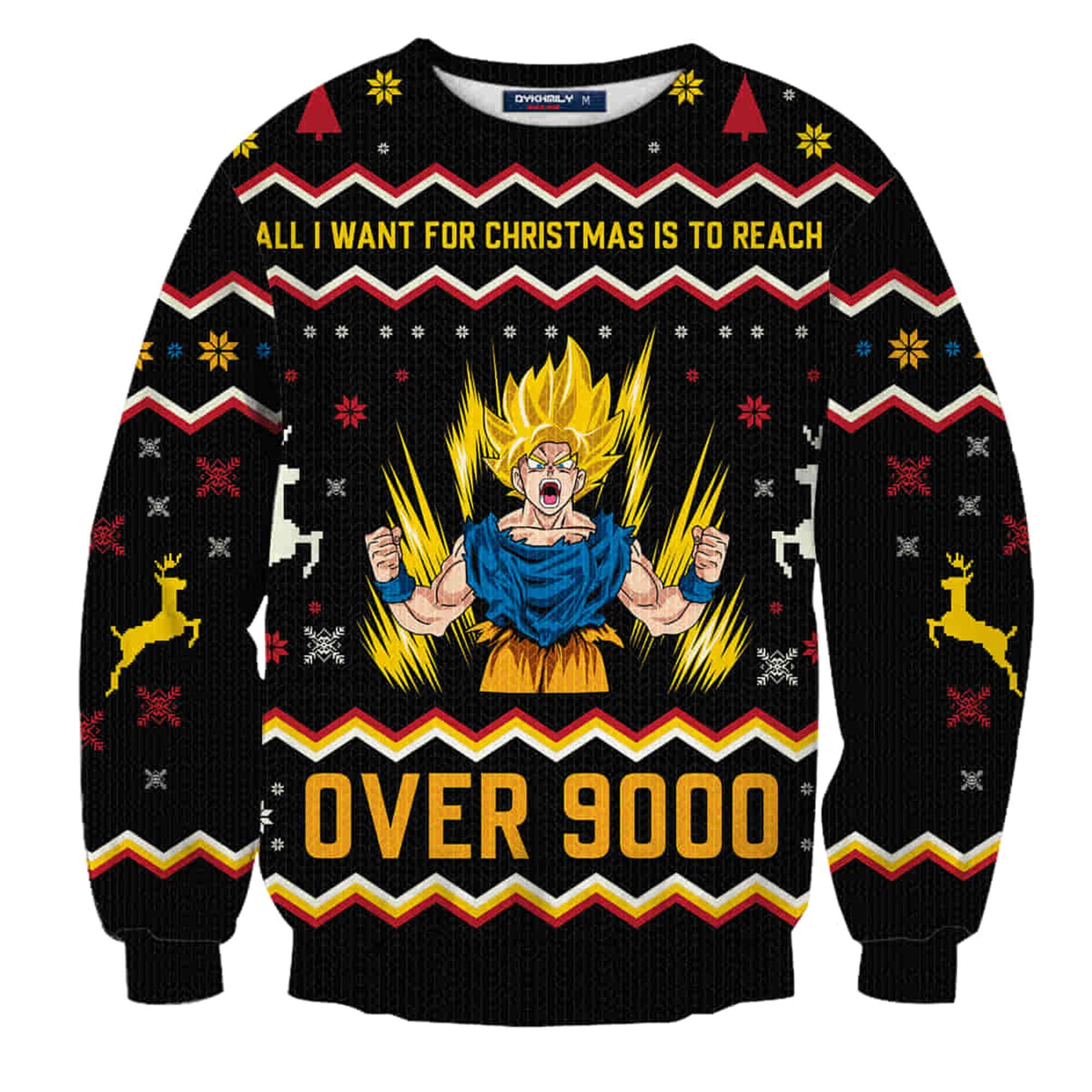 All I Want Is To Reach Over 9000 Ugly Anime Gok U Fans Christmas Happy Xmas Wool Knitted Sweater