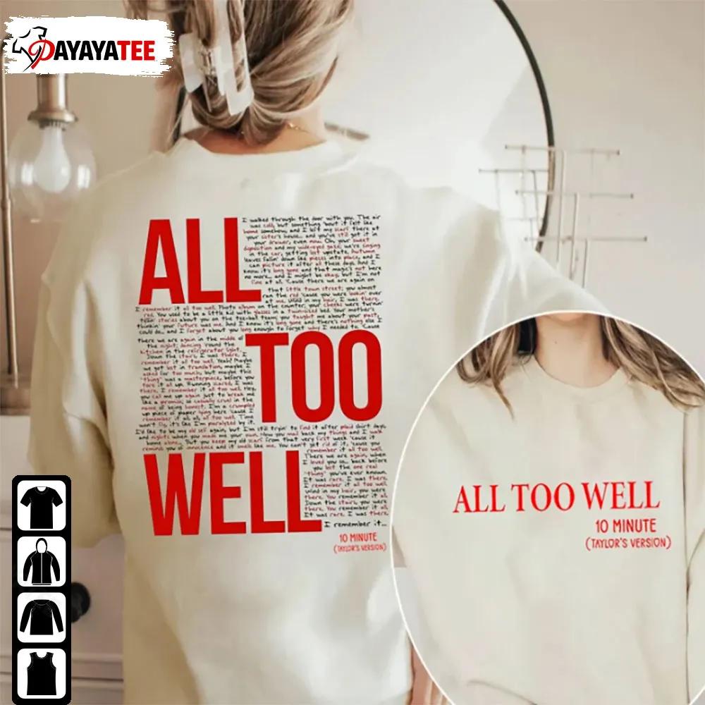 All Too Well Taylor Swift Shirt Taylor'S Version Merch Gift