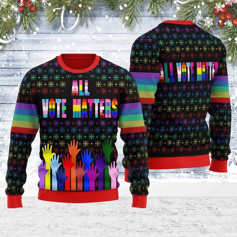 All Vote Matters Ugly Christmas Sweater, All Over Print Sweatshirt, Ugly Sweater, Christmas Sweaters, Hoodie, Sweater