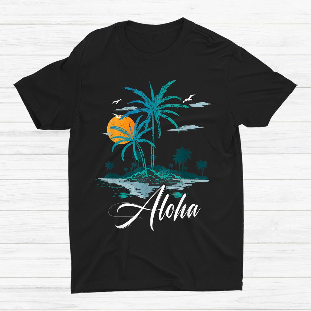 Aloha Hawaii Palm Tree Beach Vacation Family Trip Shirt