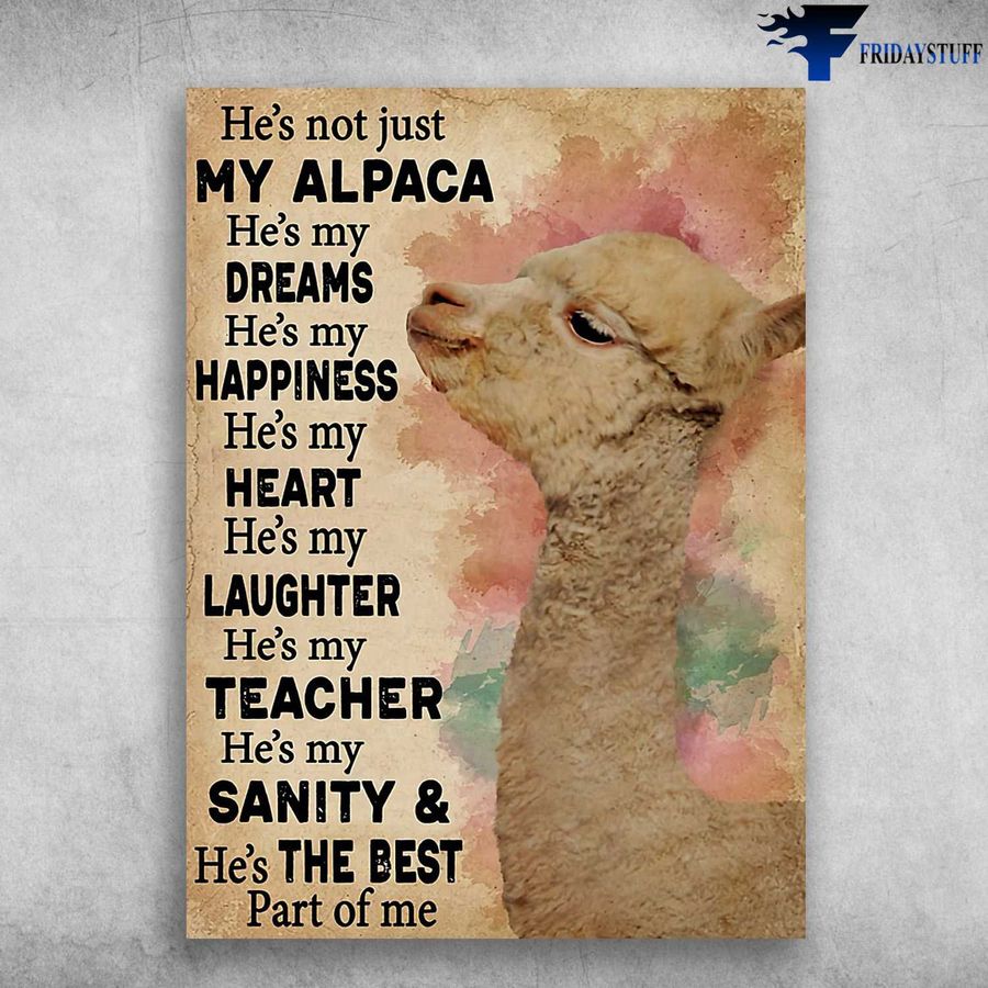 Alpaca Poster, Cute Alpaca, He's Not Just My Alpaca, He's My Dreams, He's My Happiness, He's My Heart Poster Home Decor Poster Canvas