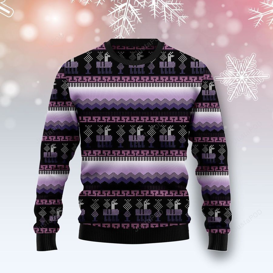 Alpaca Purple Pattern Ugly Christmas Sweater Ugly Sweater Christmas Sweaters