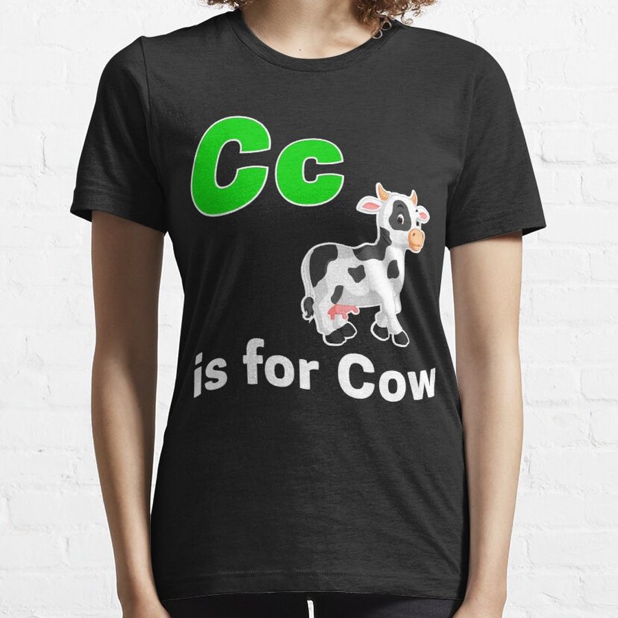 Alphabet Farm Animal Learn Teach Phonics Cow Back to School Long  Essential T-Shirt