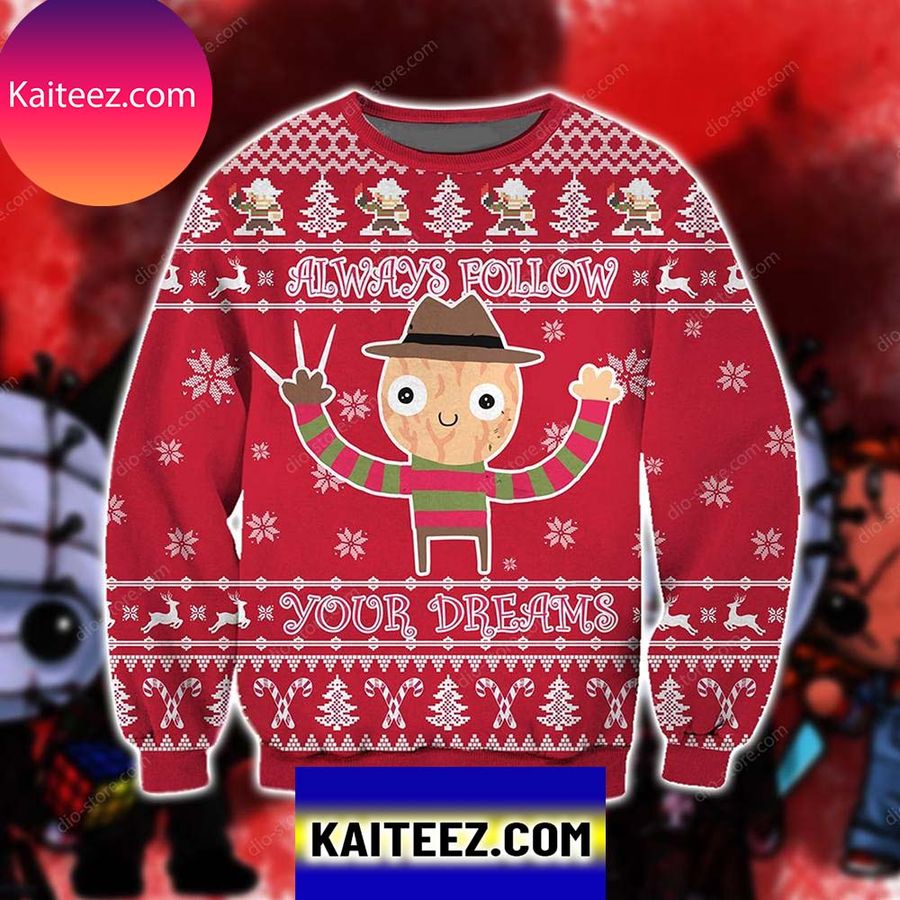 Always Follow Your Dreams Knitting Pattern 3d Print Ugly Sweater
