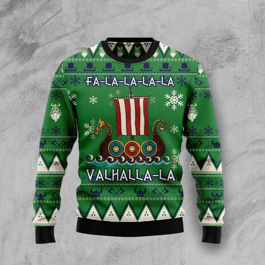 Amazing Viking boat Valhalla la la Ugly Christmas Sweater