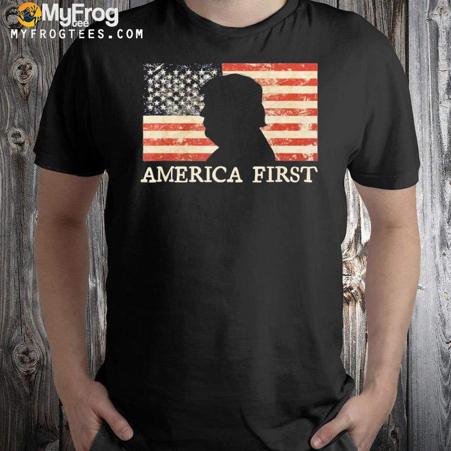 America first 2024 pro Trump silhouette us flag vintage shirt