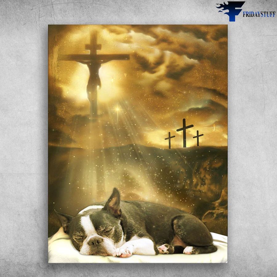 American Bulldog – God Cross, Jesus Dog Lover Poster Home Decor Poster Canvas