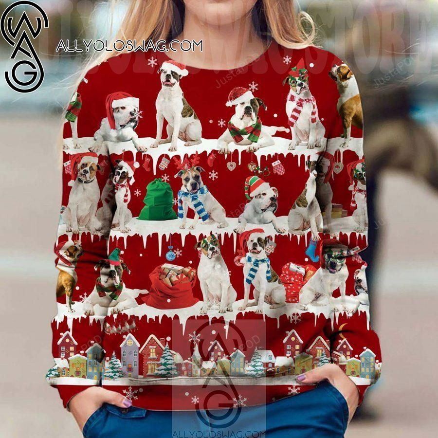 American Bulldog Christmas Holiday Party Ugly Christmas Sweater