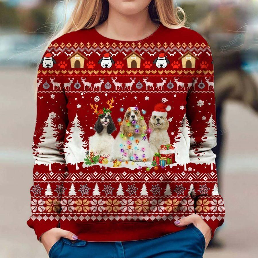American Cocker Spaniel Ugly Sweater, Ugly Sweater, Christmas Sweaters, Hoodie, Sweater