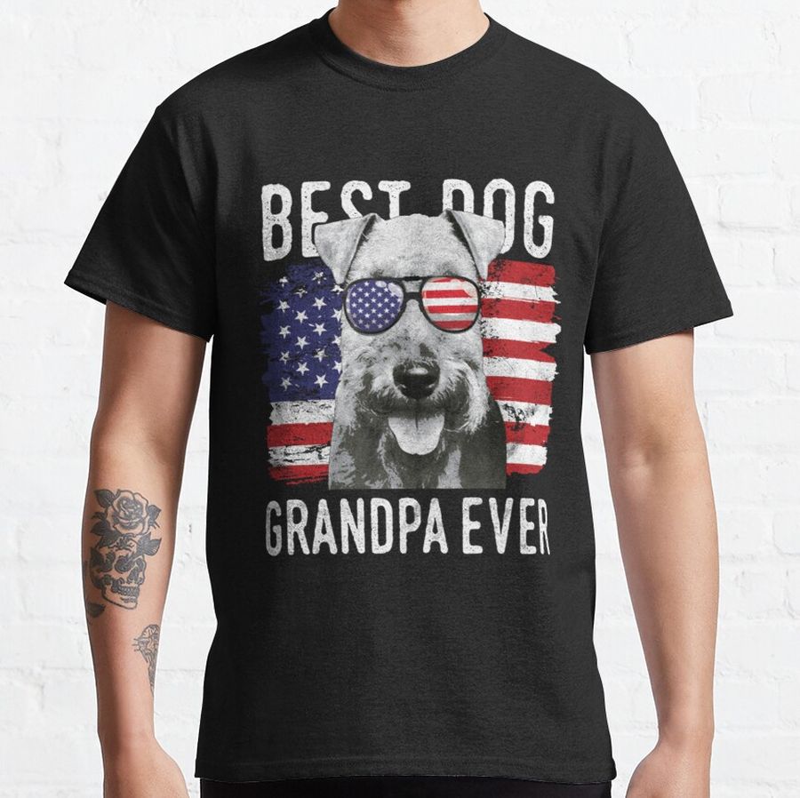 American Flag Best Dog Grandpa Ever Welsh Terriers USA Classic T-Shirt