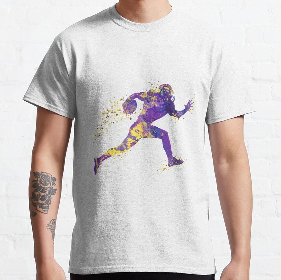 American Football Player Watercolor Sports Gift Classic T-Shirt