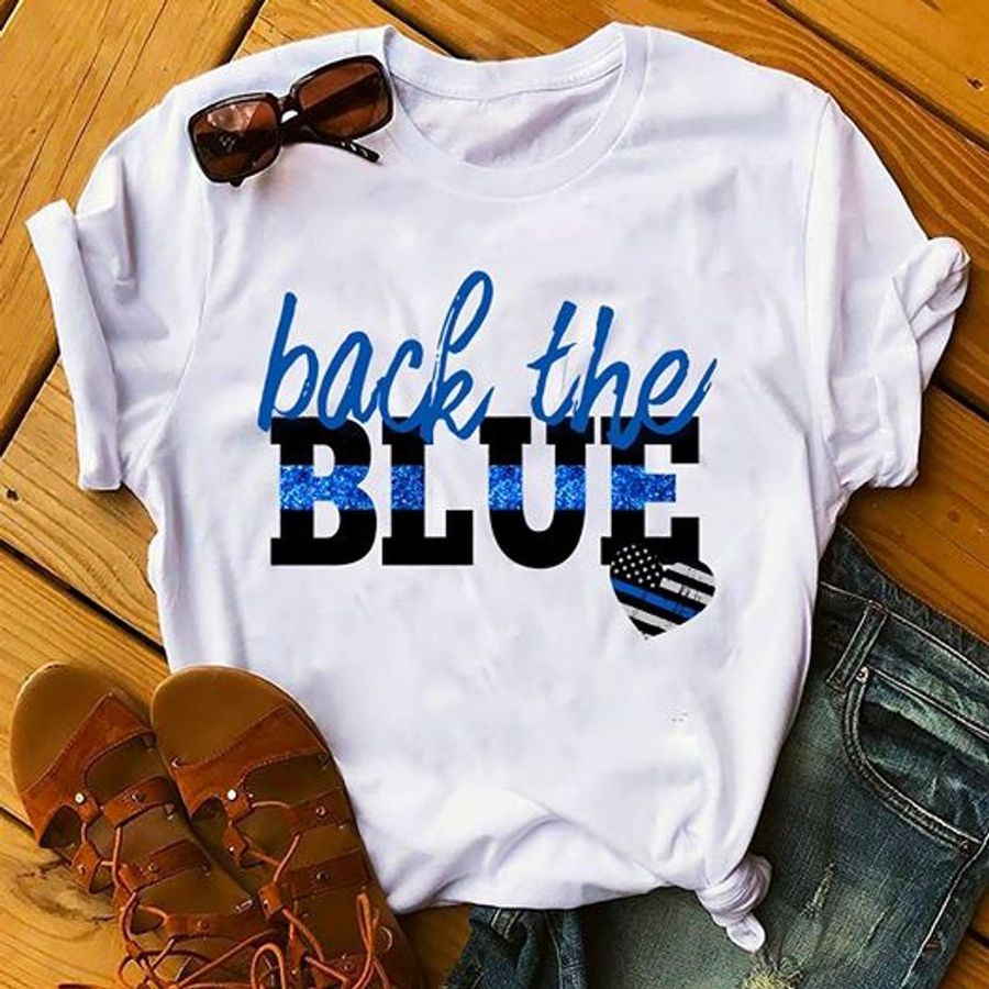 American Heart Back The Blue T Shirt White B8 Jmklw Plus Size