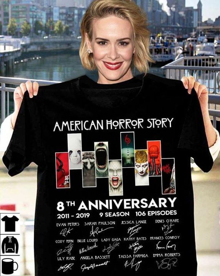 American Hrror Story 8 Th Anniversary 2011 2019 9 Season 106 Episodes Evan T Shirt Black B1 S6alb Size S Up To 5XL