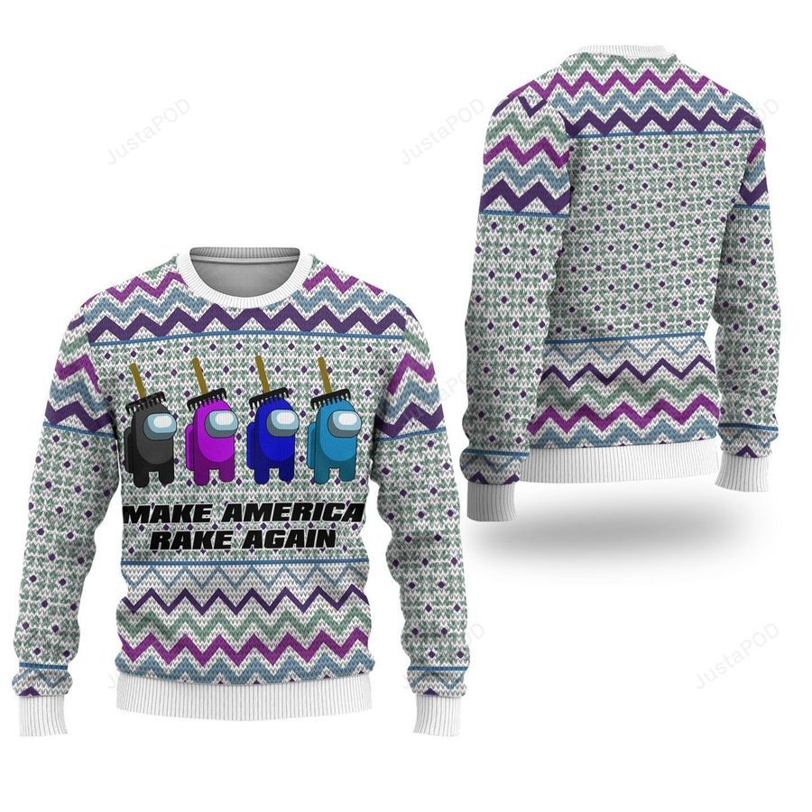 Among Us Make America Rake Again Ugly Christmas Sweater All