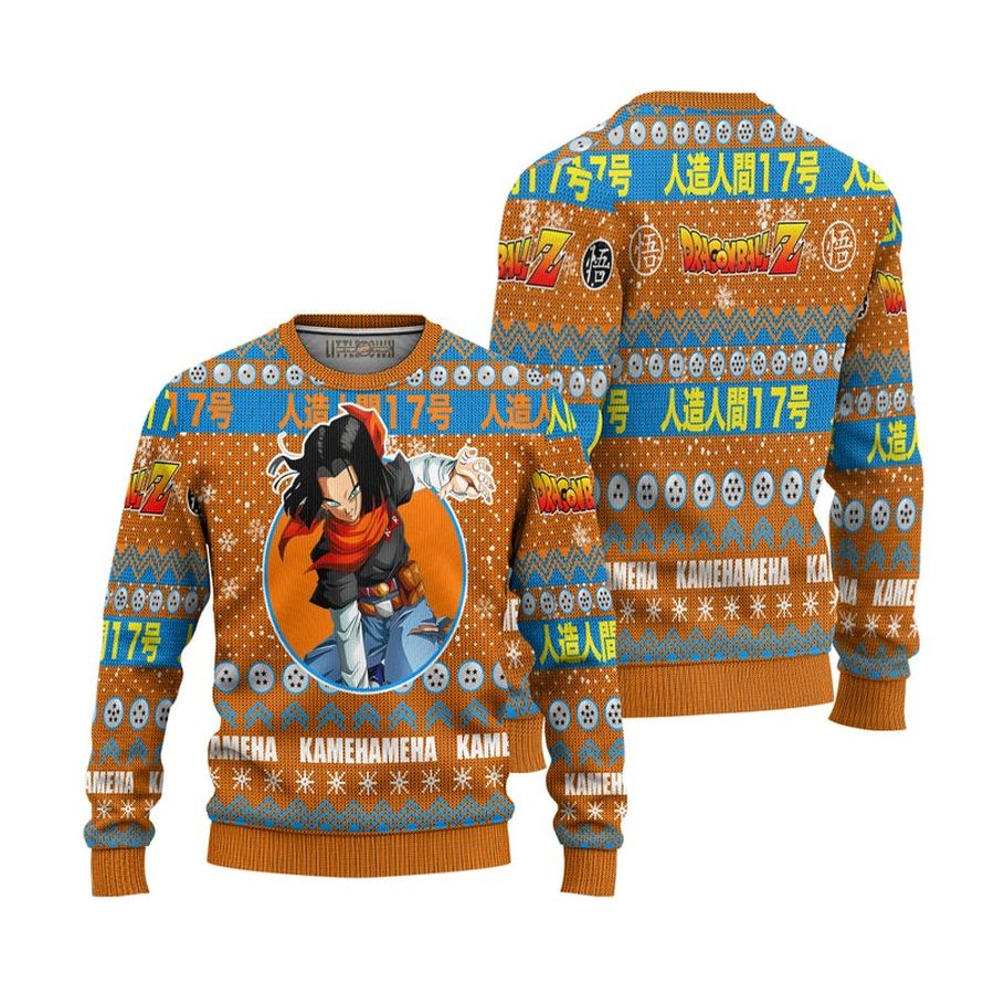 Android 17 Anime Ugly Christmas Sweater Dragon Ball Z Xmas Gift
