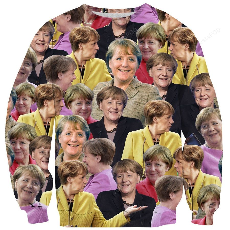 Angela Merkel Face Ugly Sweater, Ugly Sweater, Christmas Sweaters, Hoodie, Sweater