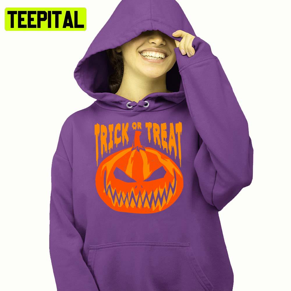 Angry Pumpkin Trick Or Treat Halloween Illustration Hoodie