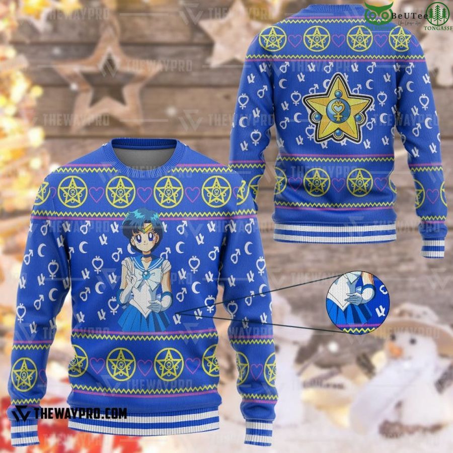 Anime Sailor Moon Mercury Custom Imitation Knitted Ugly Sweater