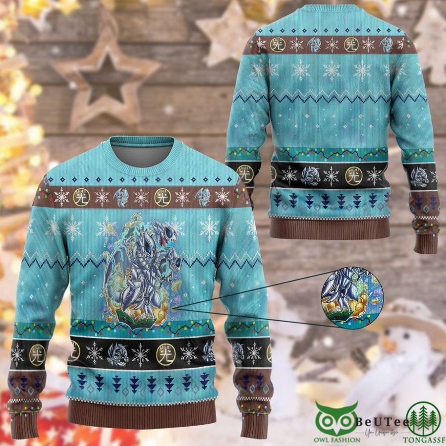 Anime YGO Blue Eyes Toon Ultimate Dragon Custom Imitation Knitted Ugly Sweater