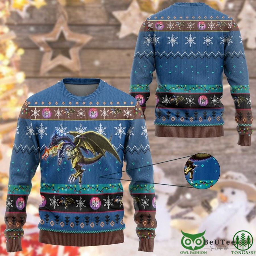 Anime YGO Five Headed Dragon Custom Imitation Knitted Ugly Sweater