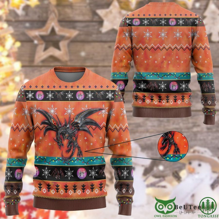 Anime YGO Red-Eyes Darkness Metal Dragon Custom Imitation Knitted Ugly Sweater