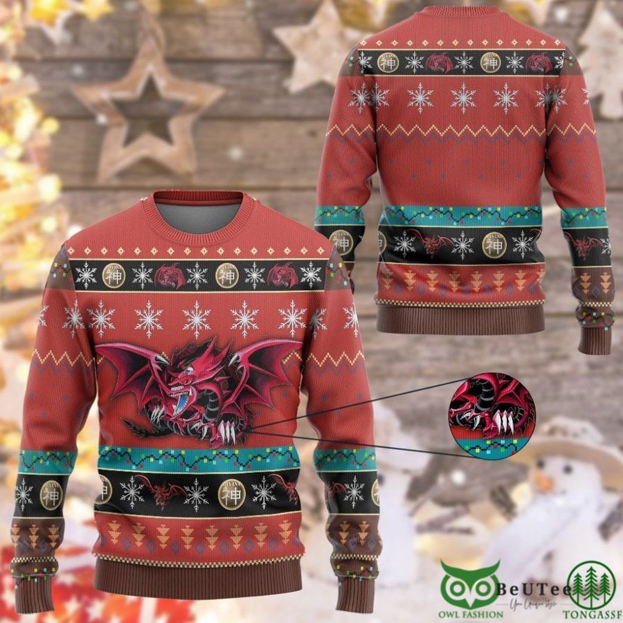 Anime YGO Slifer the Sky Dragon Custom Imitation Knitted Ugly Sweater