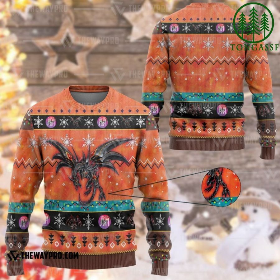 Anime YugiOh Red-Eyes Darkness Metal Dragon Ugly Knitted Sweater