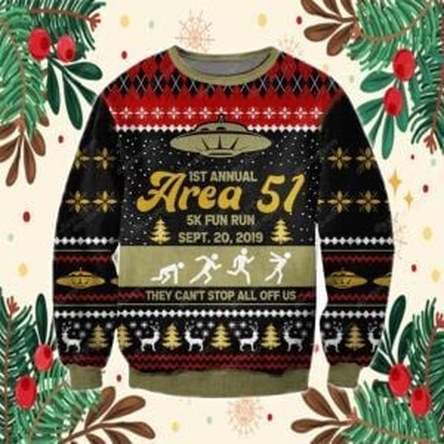 Area 51 3D Knitting Pattern Print Ugly Christmas Sweater Ugly