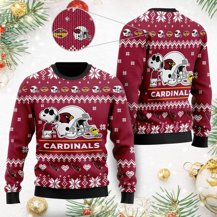 Arizona Cardinals Cute The Snoopy Show Football Helmet 3D All Over Print Ugly Christmas Sweater, Christmas Sweaters, Hoodie, Sweatshirt, Sweater