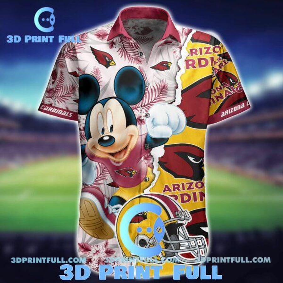 Arizona Cardinals Hawaiian Shirt Mickey Mouse 3d