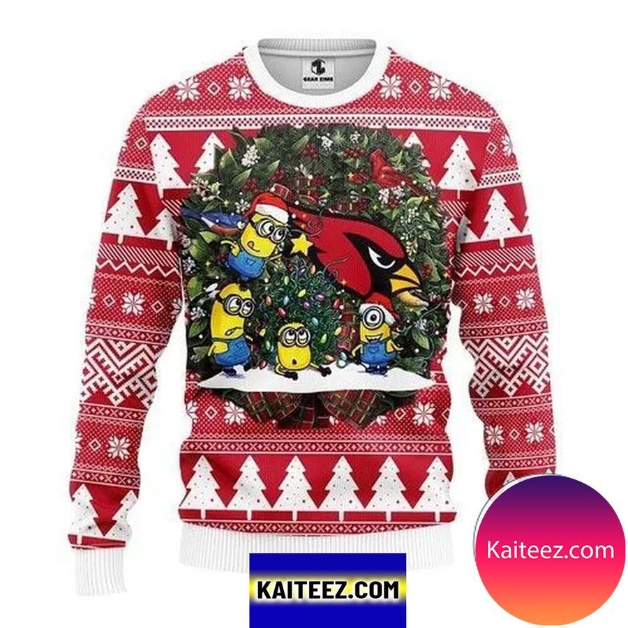 Arizona Cardinals Minion Christmas  Ugly Sweater