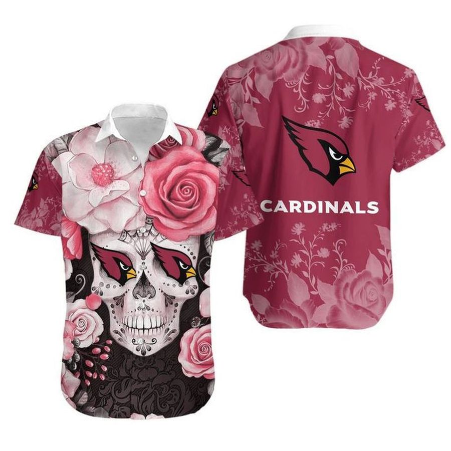 Arizona Cardinals Skull Gift For Fan Hawaiian Graphic Print Short Sleeve Hawaiian Shirt