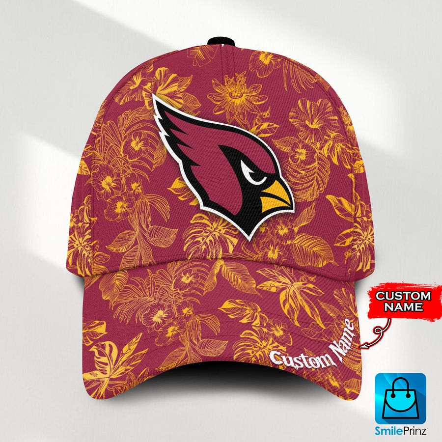 Arizona Cardinals Tropical Hawaiian Classic Baseball Cap Hat Metal Design Custom Gifts For Men Dad Nfl Fans